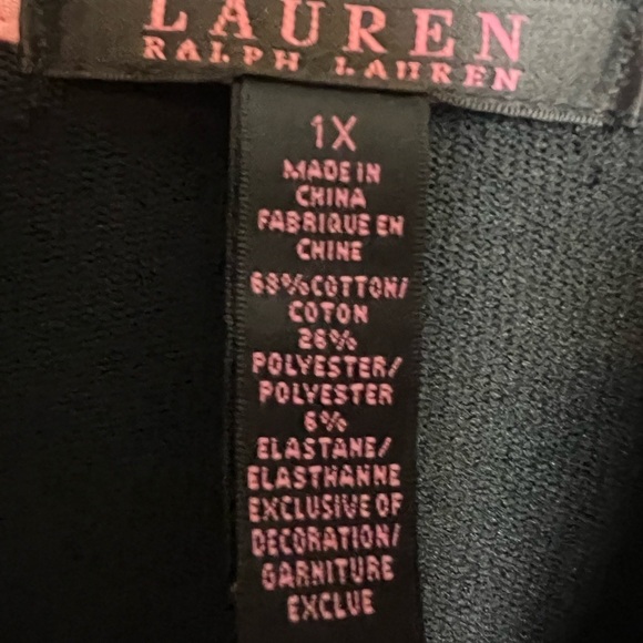 Lauren Ralph Lauren Crested Track Jacket Zip Up Black & Pink 1X - Picture 7 of 9